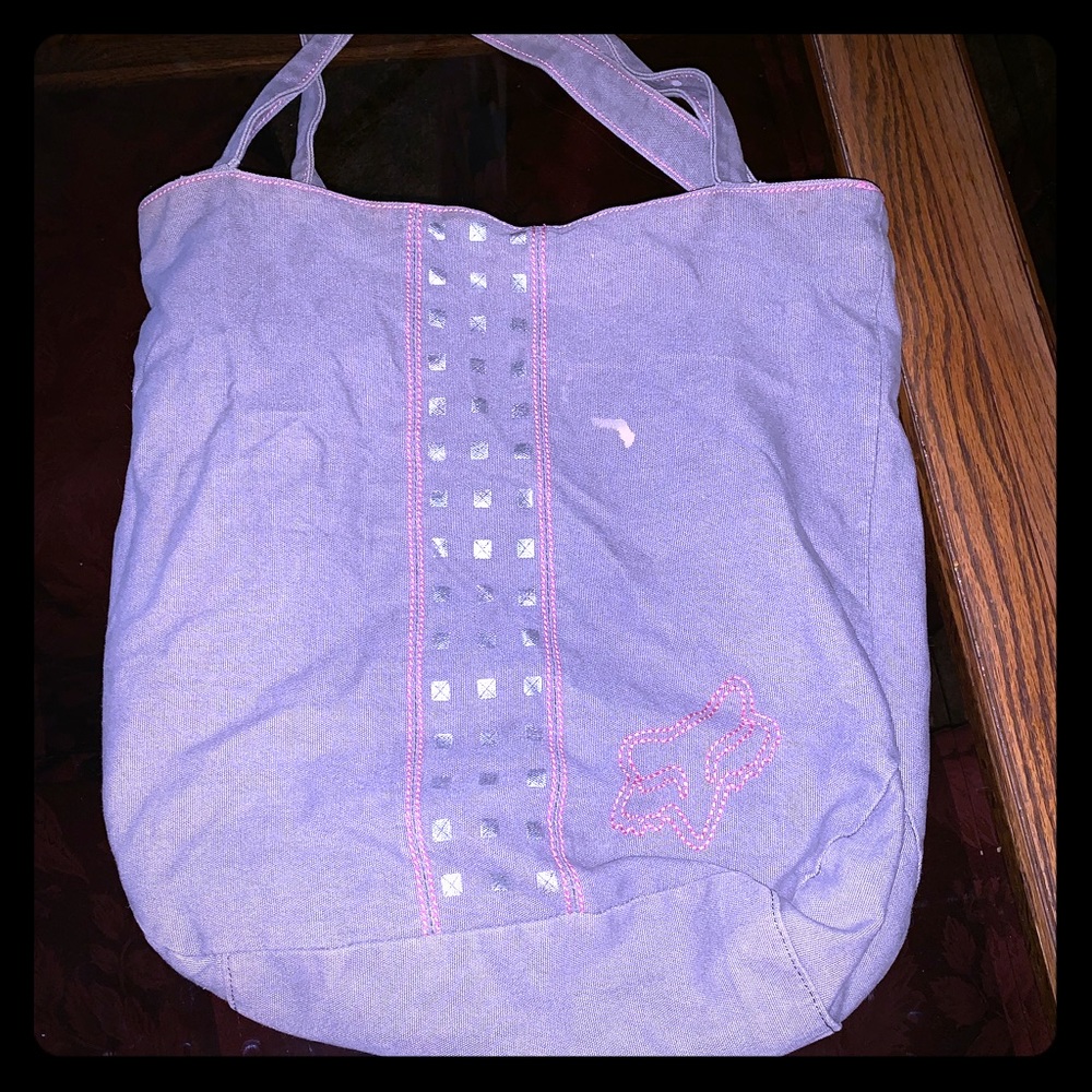 Gray and pink fox bag